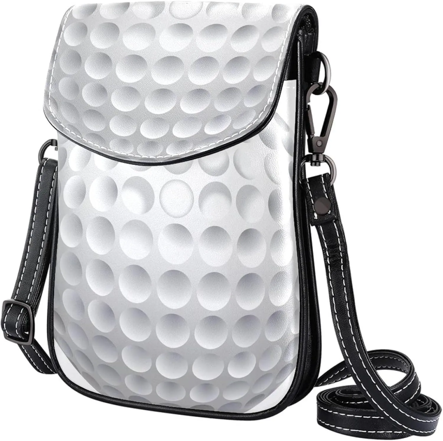 White Golf Ball Leather Phone Purse, Small Crossbody Bag Wallet Purses and Handbags for Women