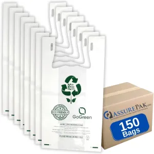 White Reusable/Eco-Friendly LDPE T-Shirt - 1/6 BBL 11.5"X6.5"X21" - 150 Bags - 101 Micron (4.0 mil) - White - WHLD4MREUSE1221