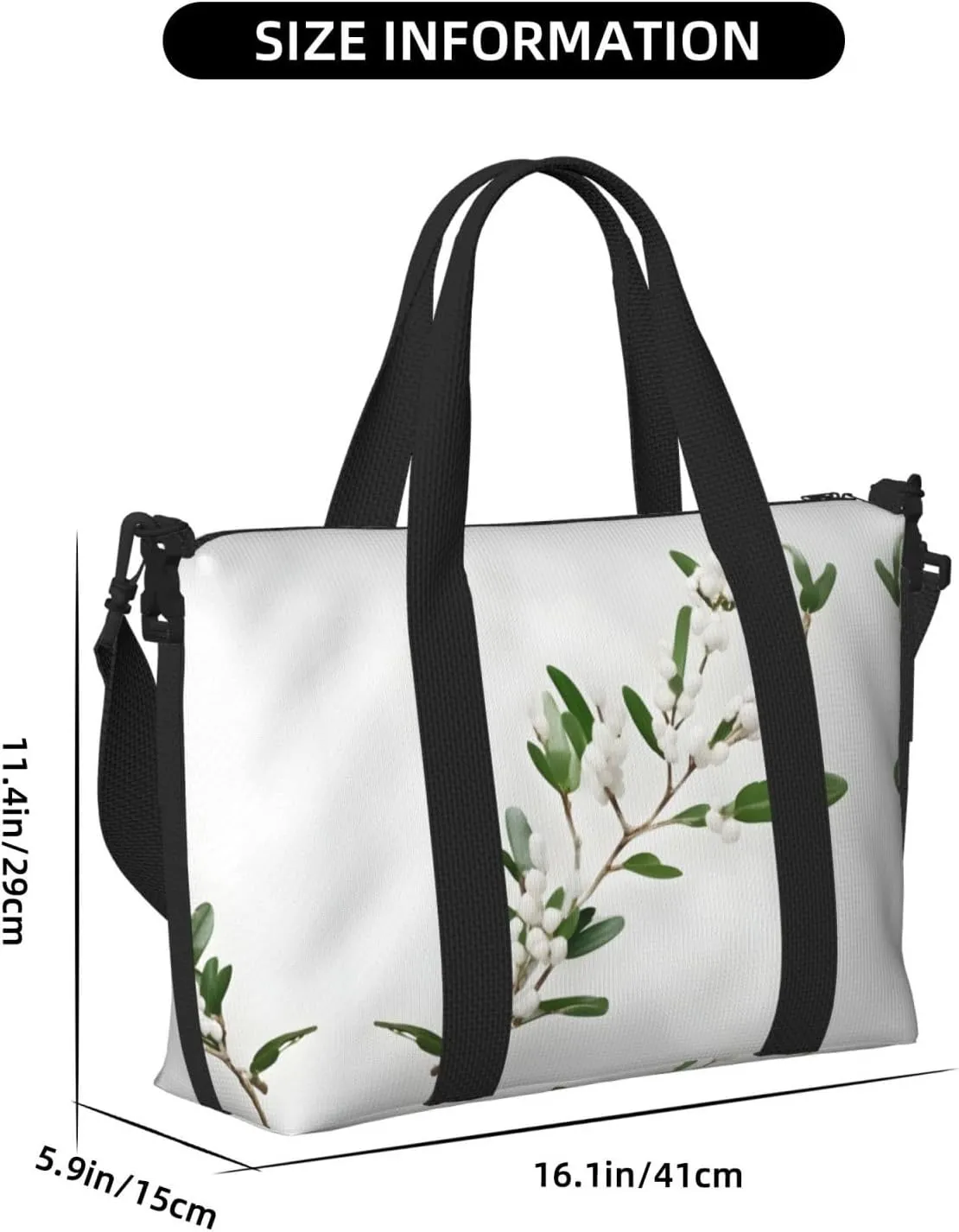 White Wild Green Twig Small Duffel Bag Foldable Travel Bag Weekender Bag Overnight Gym Hospital Bags For Women&Men