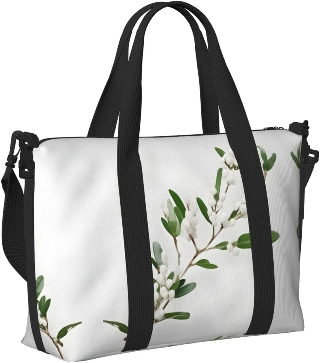 White Wild Green Twig Small Duffel Bag Foldable Travel Bag Weekender Bag Overnight Gym Hospital Bags For Women&Men