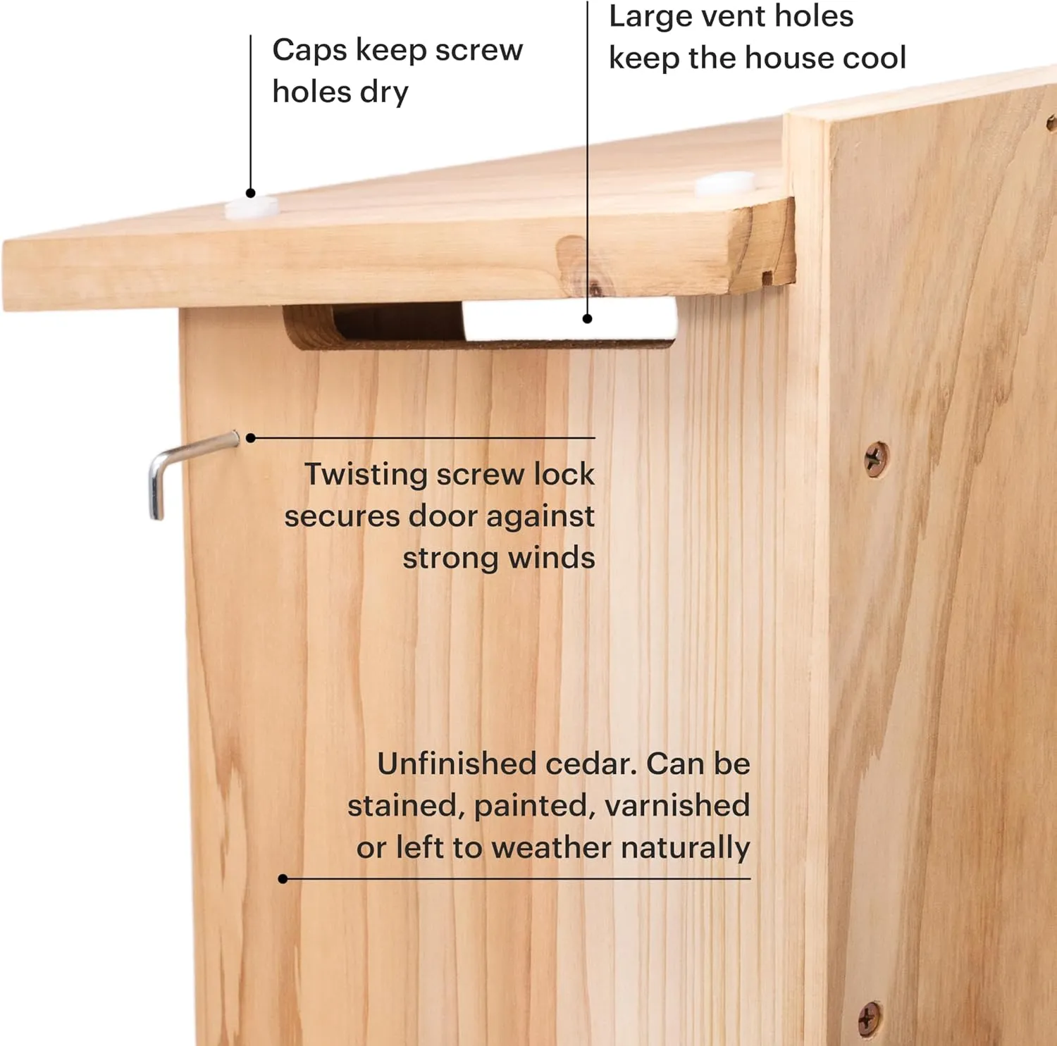 WHITEHORSE Large Cedar Owl House - Premium and Weatherproof Design - 16" x 12" x 11" - A Nesting Box for Screech Owls, Boreal, Northern Pygmy, Saw-whets, Elf, Flammulated, Kestrel and Others