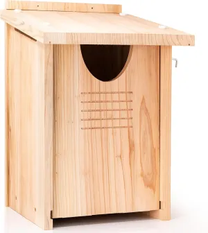 WHITEHORSE Large Cedar Owl House - Premium and Weatherproof Design - 16" x 12" x 11" - A Nesting Box for Screech Owls, Boreal, Northern Pygmy, Saw-whets, Elf, Flammulated, Kestrel and Others