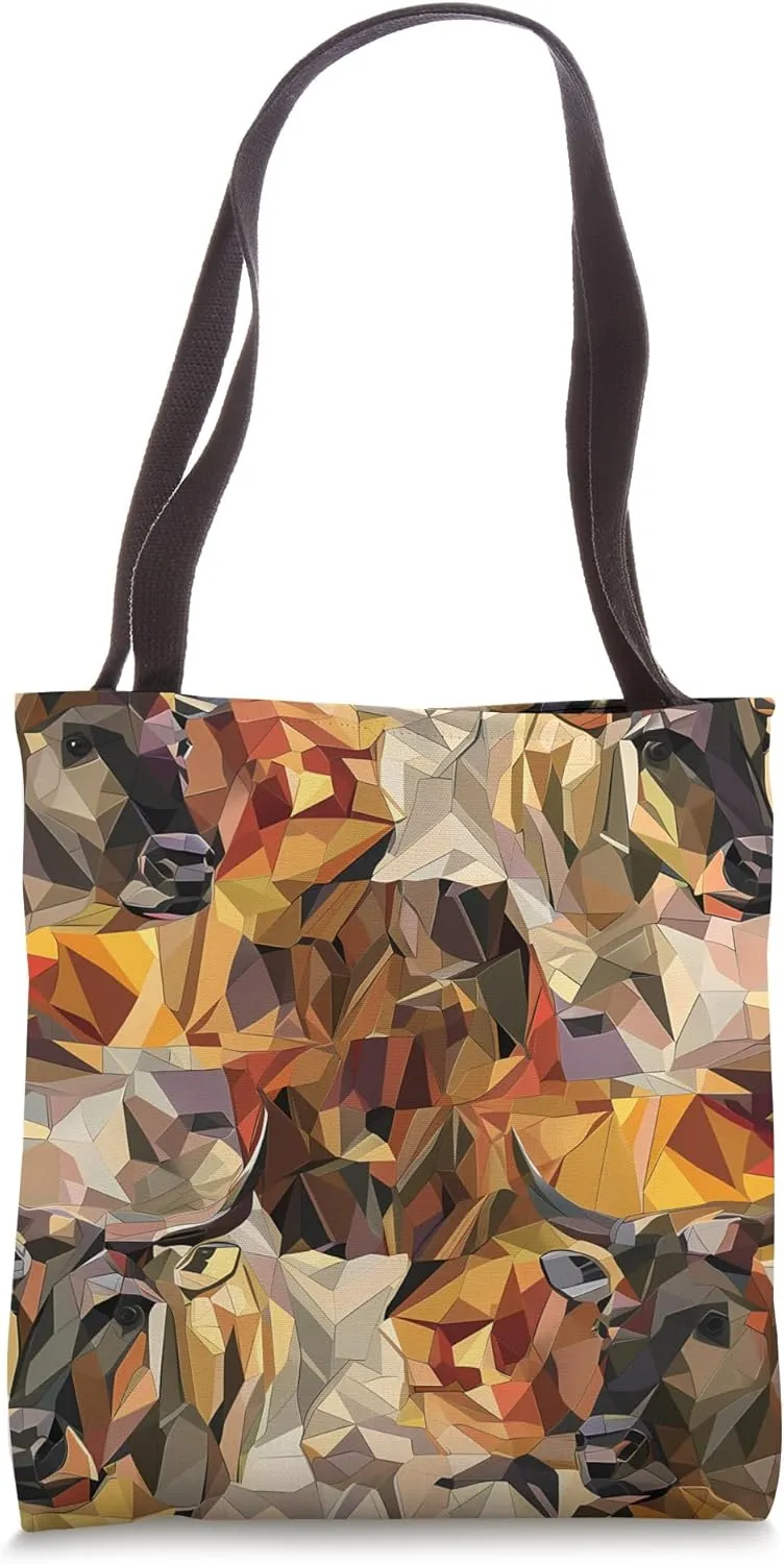 Wildebeest Cubism Animal Wildlife Pattern Tote Bag