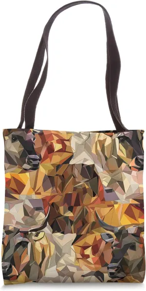 Wildebeest Cubism Animal Wildlife Pattern Tote Bag