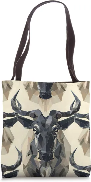 Wildebeest Geometric Animal Wildlife Pattern Tote Bag