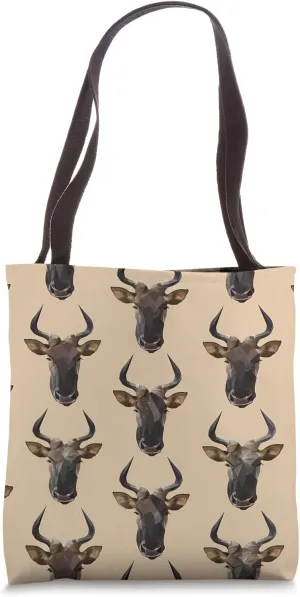 Wildebeest Geometric Animal Wildlife Pattern Tote Bag