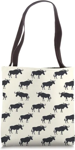 Wildebeest Minimalist Animal Wildlife Pattern Tote Bag