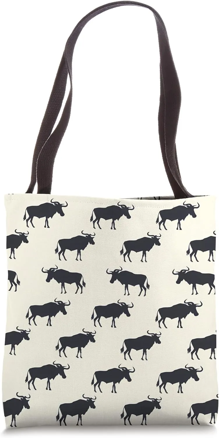 Wildebeest Minimalist Animal Wildlife Pattern Tote Bag