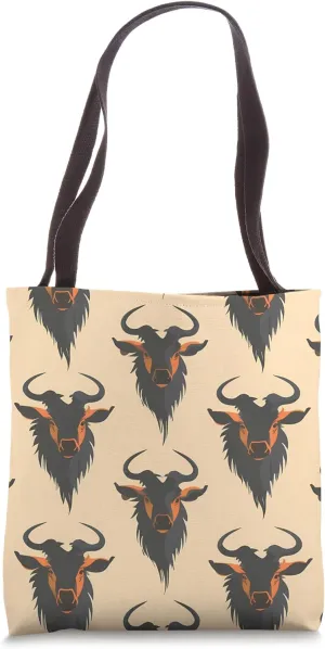 Wildebeest Minimalist Animal Wildlife Pattern Tote Bag