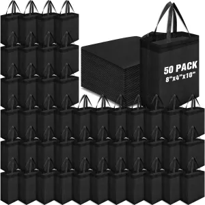 Windyun 50 Pieces Reusable Tote Bags Bulk Non Woven Grocery Tote with Handles Reusable Shopping Bags for Party