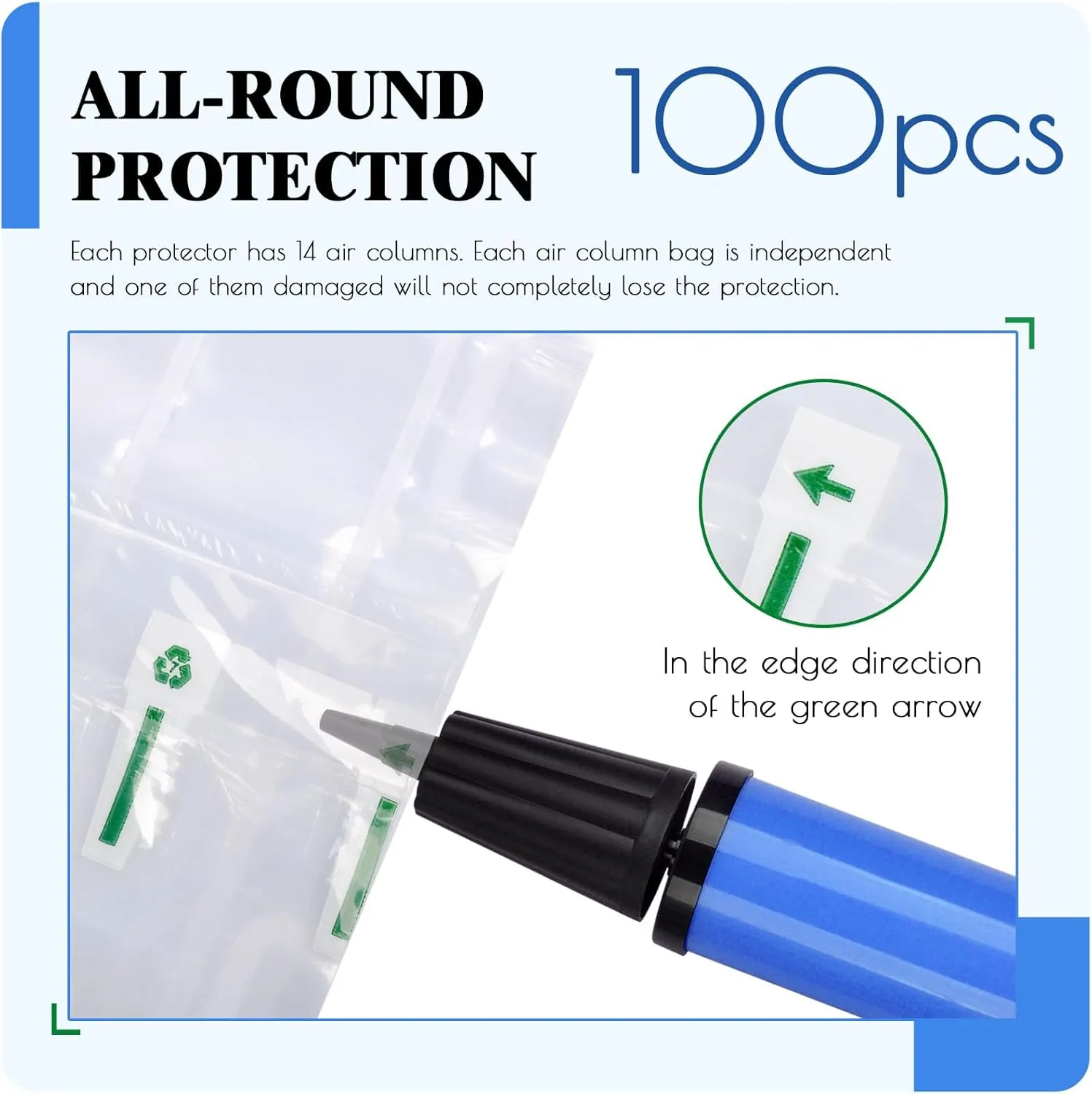 Wine Bottle Protector Travel Bags, 100 Packs Inflatable Air Column Packaging Bubble Cushion Wrap for Suitcase Luggage Airplane, Safety Shipping