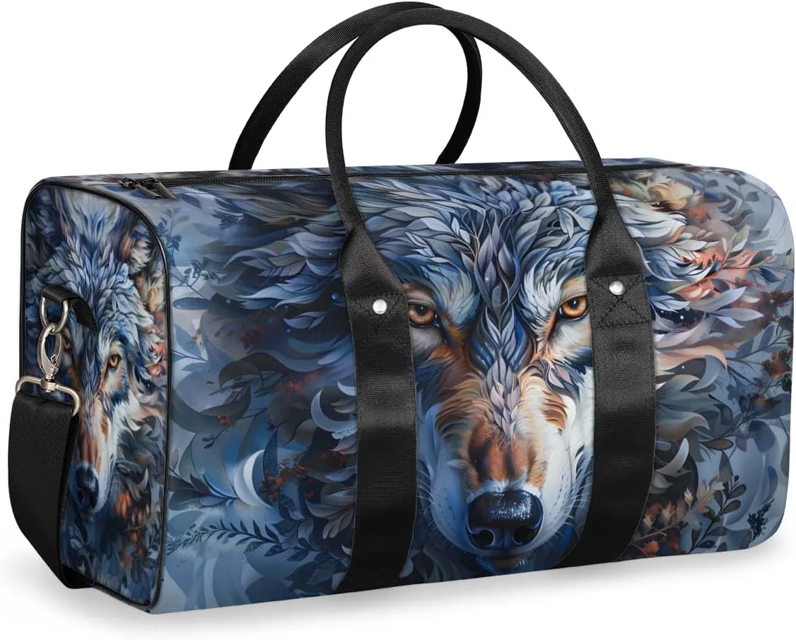 Wolf Travel Duffle Bag for Women Men Gym Duffel Foldable Bag Waterproof Weekender Wildlife Animal Duffle Tote