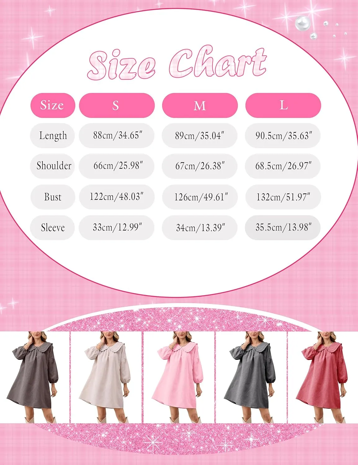 Women Babydoll Plaid Dress 3/4 Puff Sleeve Mini Dress Ruffle Collar Gingham Dress Loose Y2K Short Dress Cute Dresses