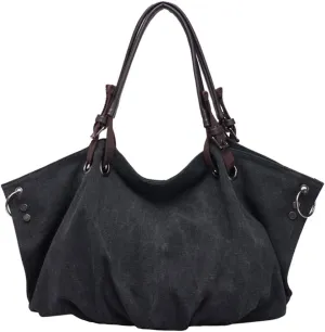 Women Casual Hobo Tote Canvas Handbag Top Handle Shoulder Crossbody Shopper Bag