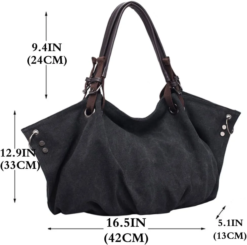 Women Casual Hobo Tote Canvas Handbag Top Handle Shoulder Crossbody Shopper Bag
