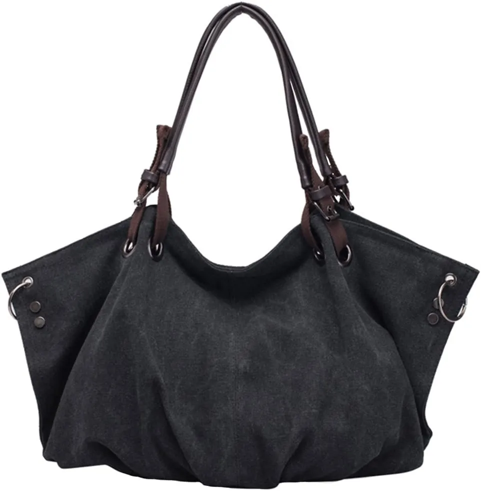 Women Casual Hobo Tote Canvas Handbag Top Handle Shoulder Crossbody Shopper Bag