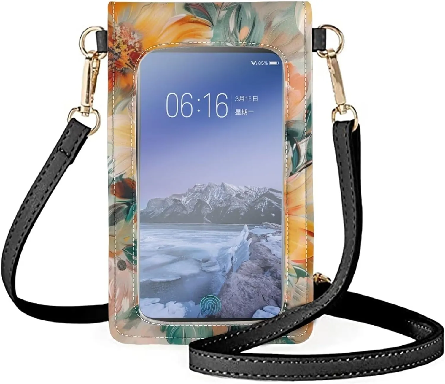 Women Cell Phone Crossbody Purse Waterproof PU Leather Shoulder Handbag Wallet with Touch Screen Window