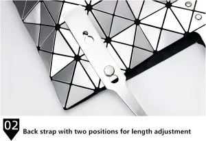 Women Handbags Geometric Luminous Bag PU LeatherBag Ladies Shoulder Bag tote bag lattice Sliver