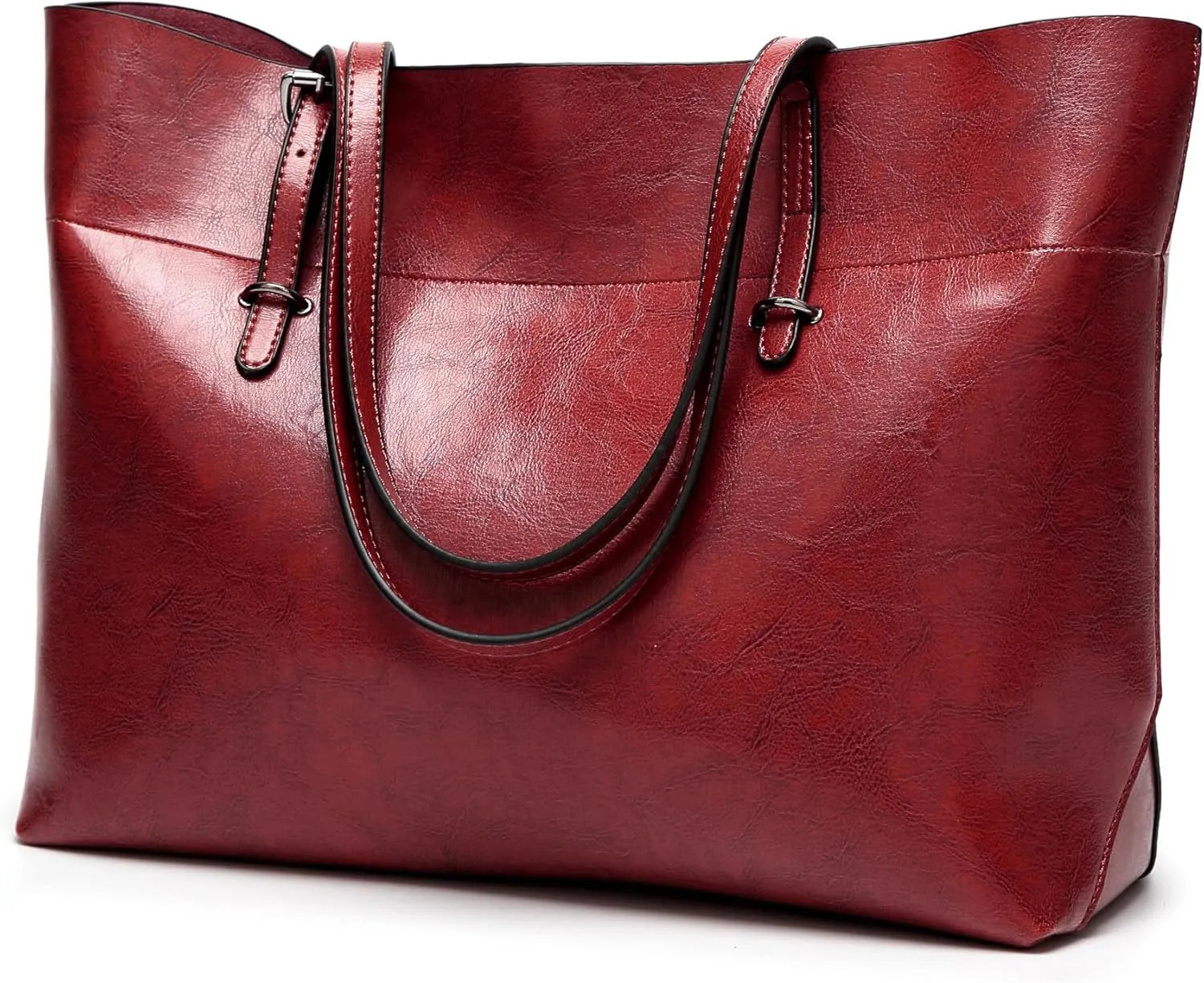 Women Leather Tote Bag Mens Top Handle Satchel Handbags PU Faux Leather Tassel Shoulder Purse Plain