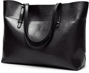 Women Leather Tote Bag Mens Top Handle Satchel Handbags PU Faux Leather Tassel Shoulder Purse Plain
