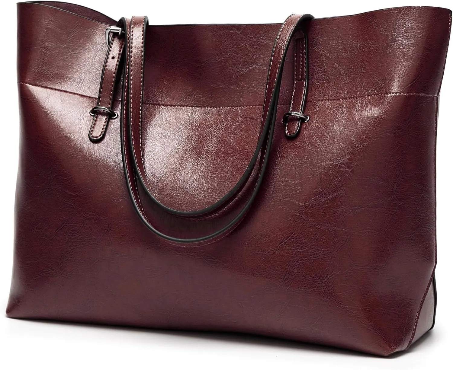 Women Leather Tote Bag Mens Top Handle Satchel Handbags PU Faux Leather Tassel Shoulder Purse Plain