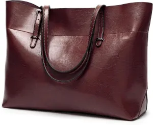 Women Leather Tote Bag Mens Top Handle Satchel Handbags PU Faux Leather Tassel Shoulder Purse Plain