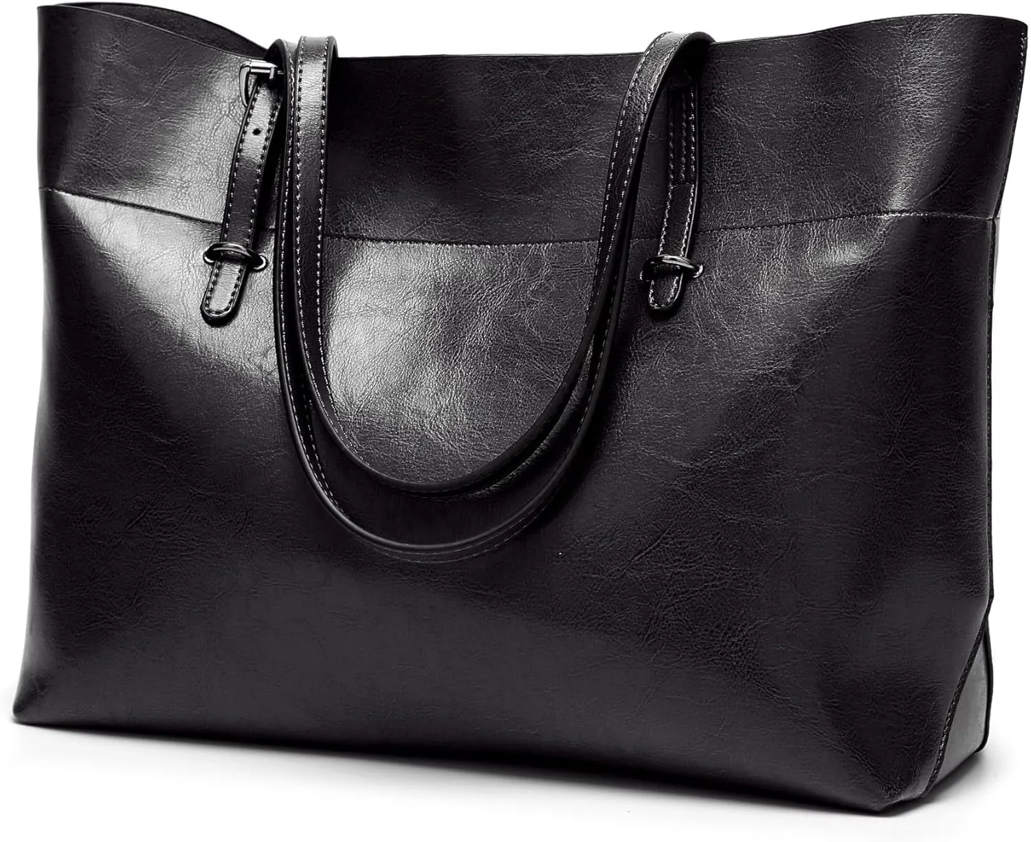 Women Leather Tote Bag Mens Top Handle Satchel Handbags PU Faux Leather Tassel Shoulder Purse Plain