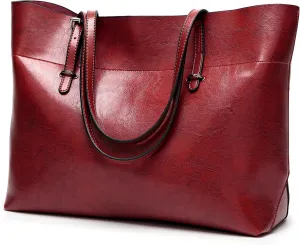 Women Leather Tote Bag Mens Top Handle Satchel Handbags PU Faux Leather Tassel Shoulder Purse Plain