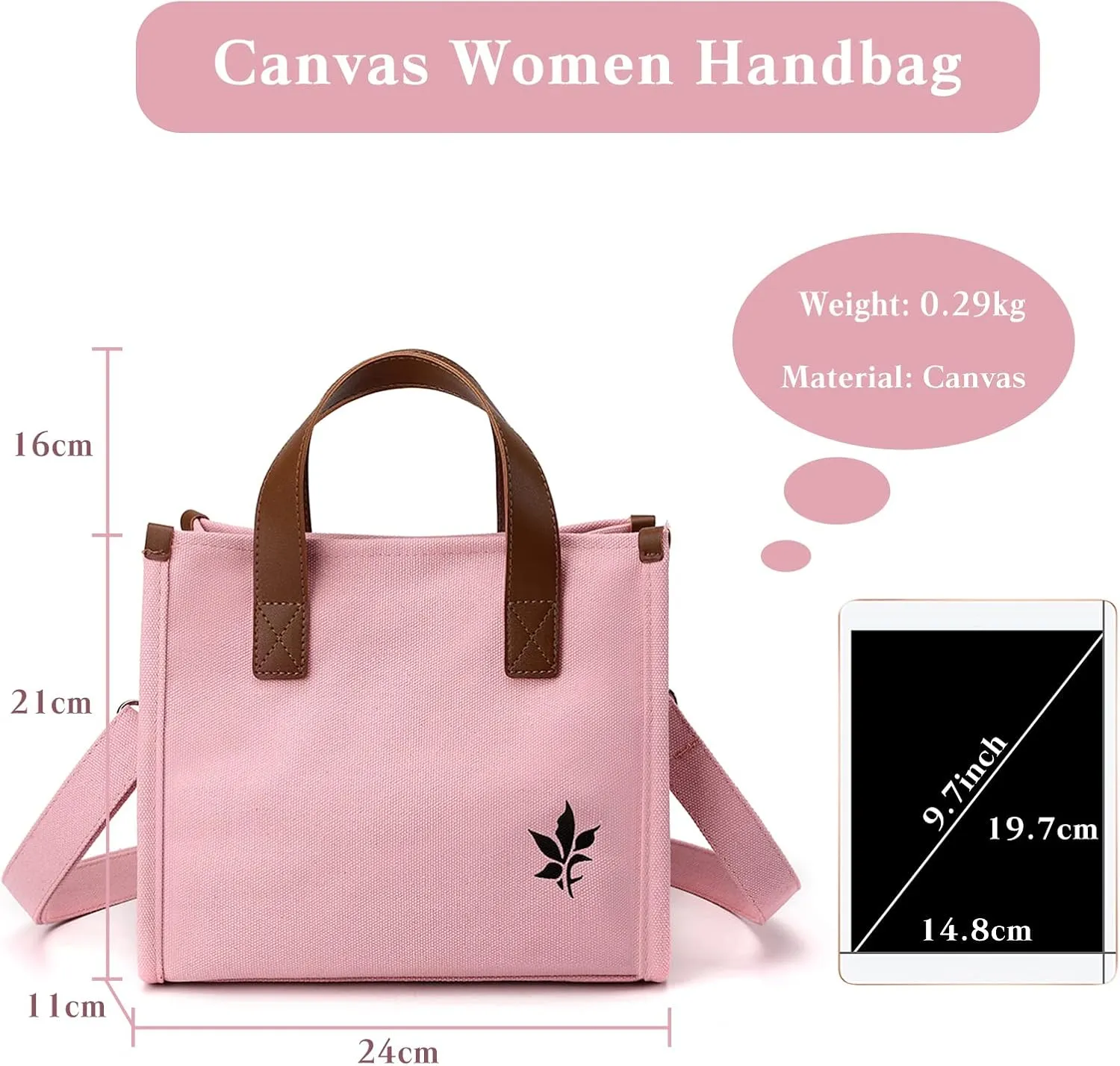 Women Shoulder Bag Canvas Handbag Crossbody Bag Multifunctional Top Handle Bag Casual