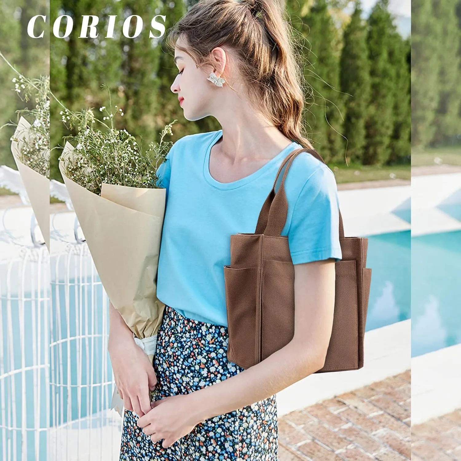 Women Shoulder Bag Casual Handbag Canvas Tote Purse Ladies Top Handle Bag