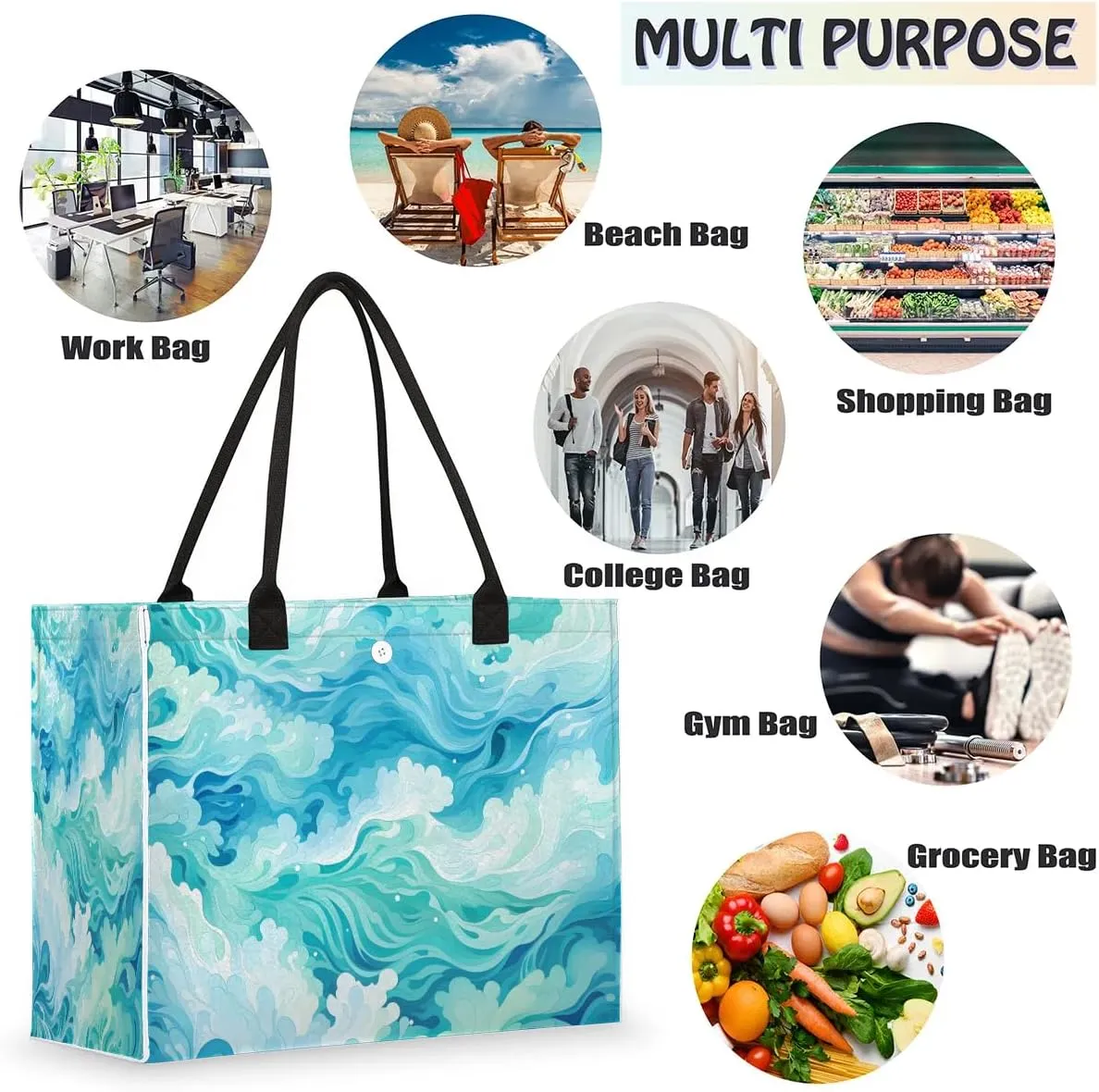 Womens Birthday Gifts Tote Bag Deep Sea Water Beach Bags for Women Handbags