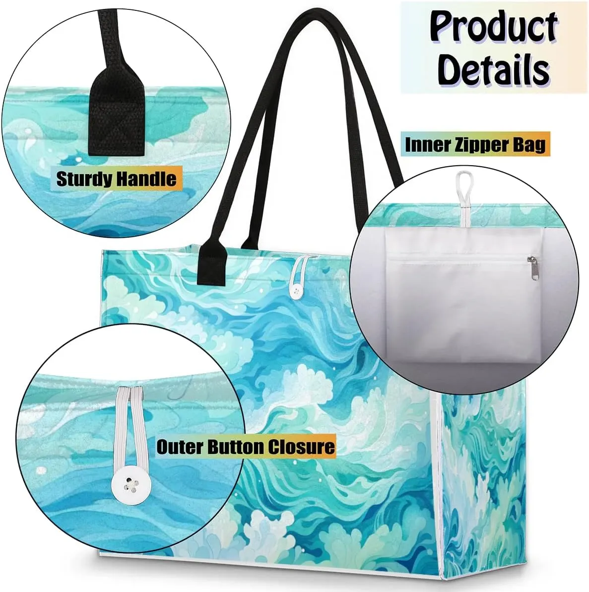 Womens Birthday Gifts Tote Bag Deep Sea Water Beach Bags for Women Handbags