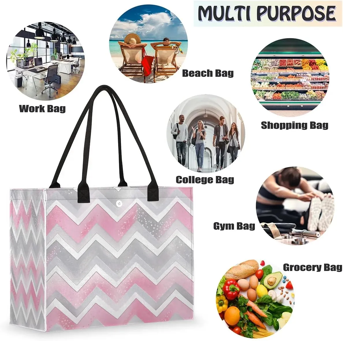 Womens Birthday Gifts Tote Bag Geometric Watercolor Doodle Beach Bags for Women Handbags