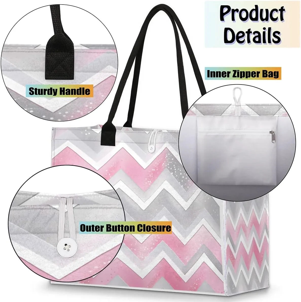 Womens Birthday Gifts Tote Bag Geometric Watercolor Doodle Beach Bags for Women Handbags