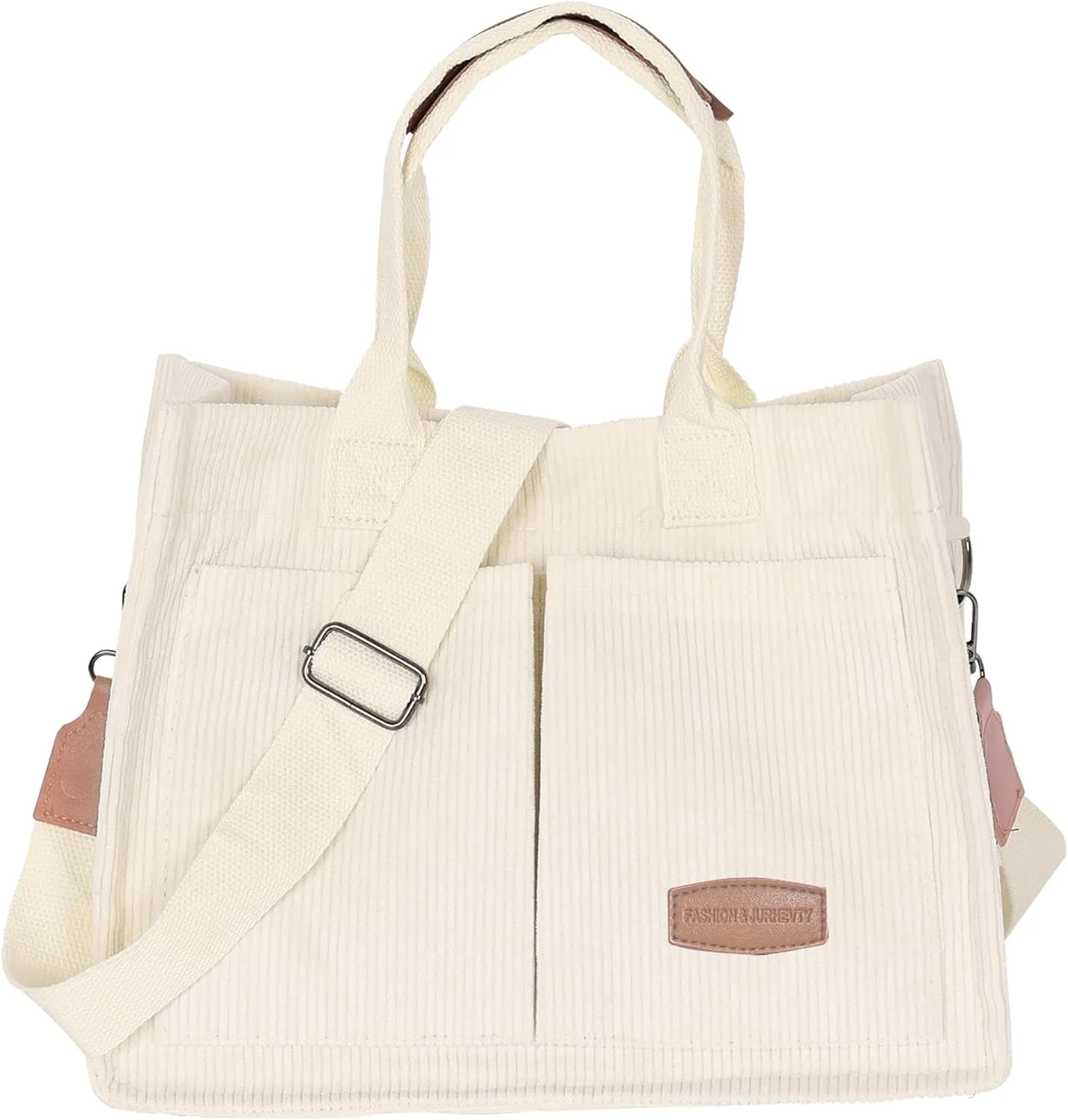 Womens Corduroy Tote Bag with Pockets Fall Winter Fashion Crossbody Bag Cute Handbag Charm Satchel