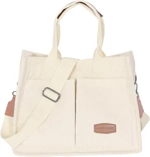 Womens Corduroy Tote Bag with Pockets Fall Winter Fashion Crossbody Bag Cute Handbag Charm Satchel