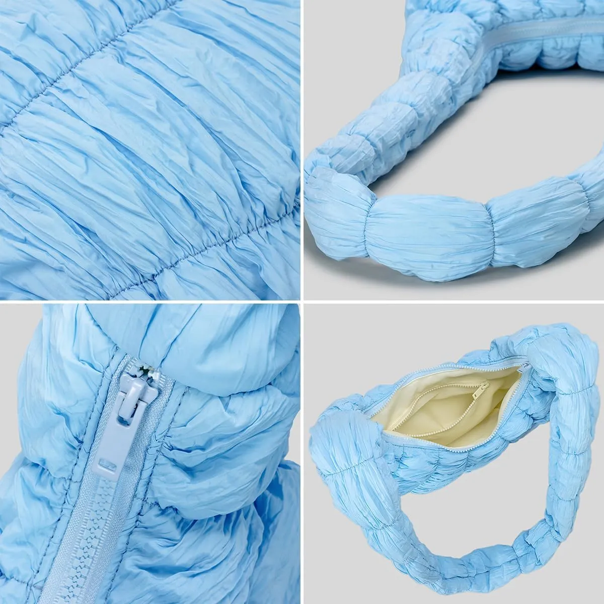 Women's Crescent Shoulder Crossbody Bag Bubble Cloud Handbag Summer Large Totes Pleated Dumpling Top Handle Purse