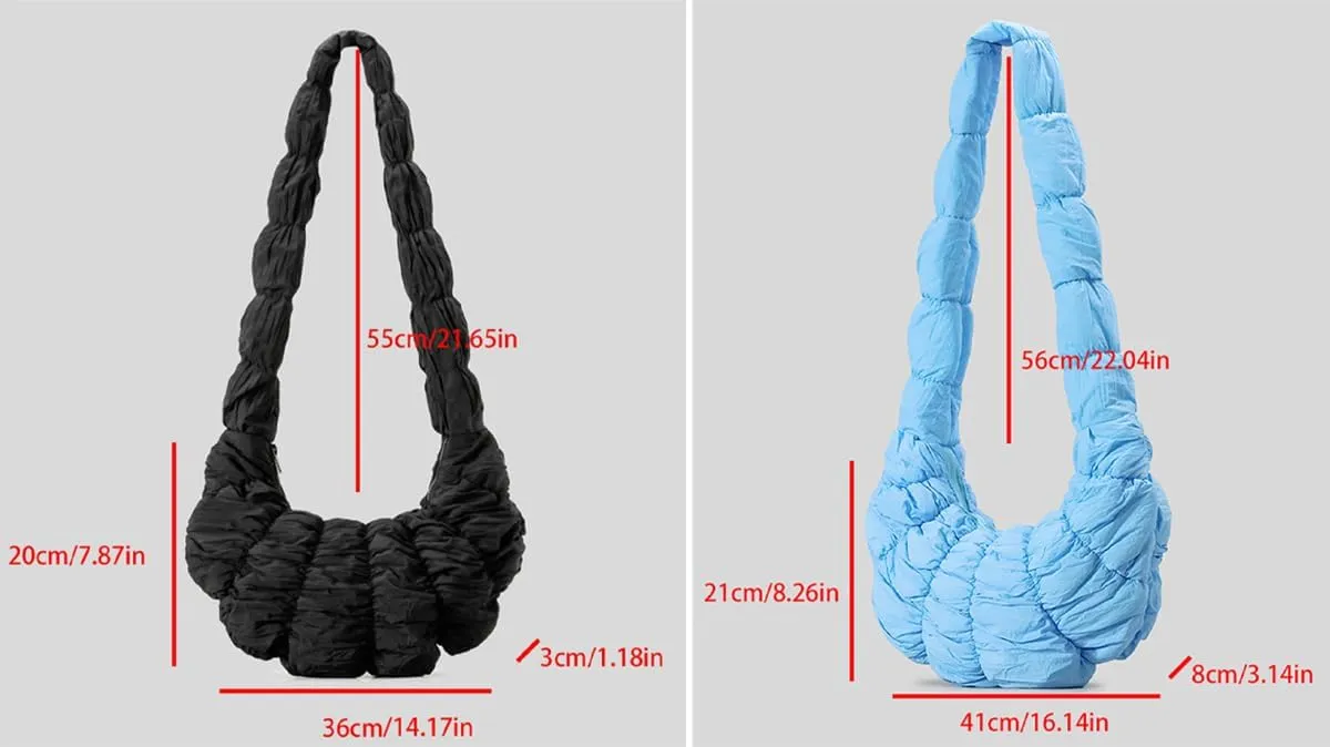 Women's Crescent Shoulder Crossbody Bag Bubble Cloud Handbag Summer Large Totes Pleated Dumpling Top Handle Purse