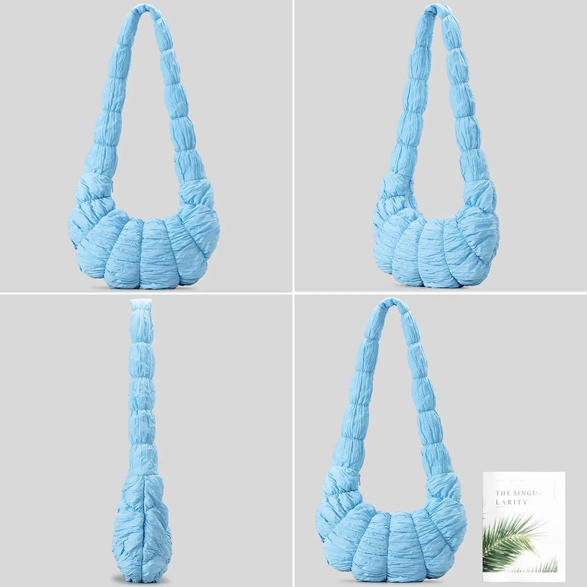 Women's Crescent Shoulder Crossbody Bag Bubble Cloud Handbag Summer Large Totes Pleated Dumpling Top Handle Purse