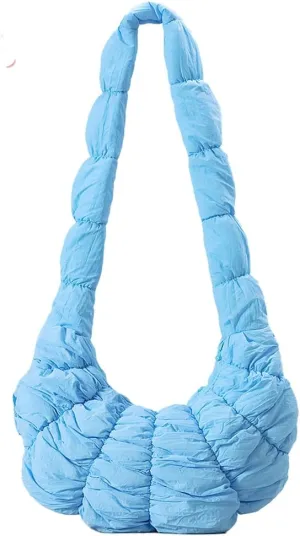 Women's Crescent Shoulder Crossbody Bag Bubble Cloud Handbag Summer Large Totes Pleated Dumpling Top Handle Purse