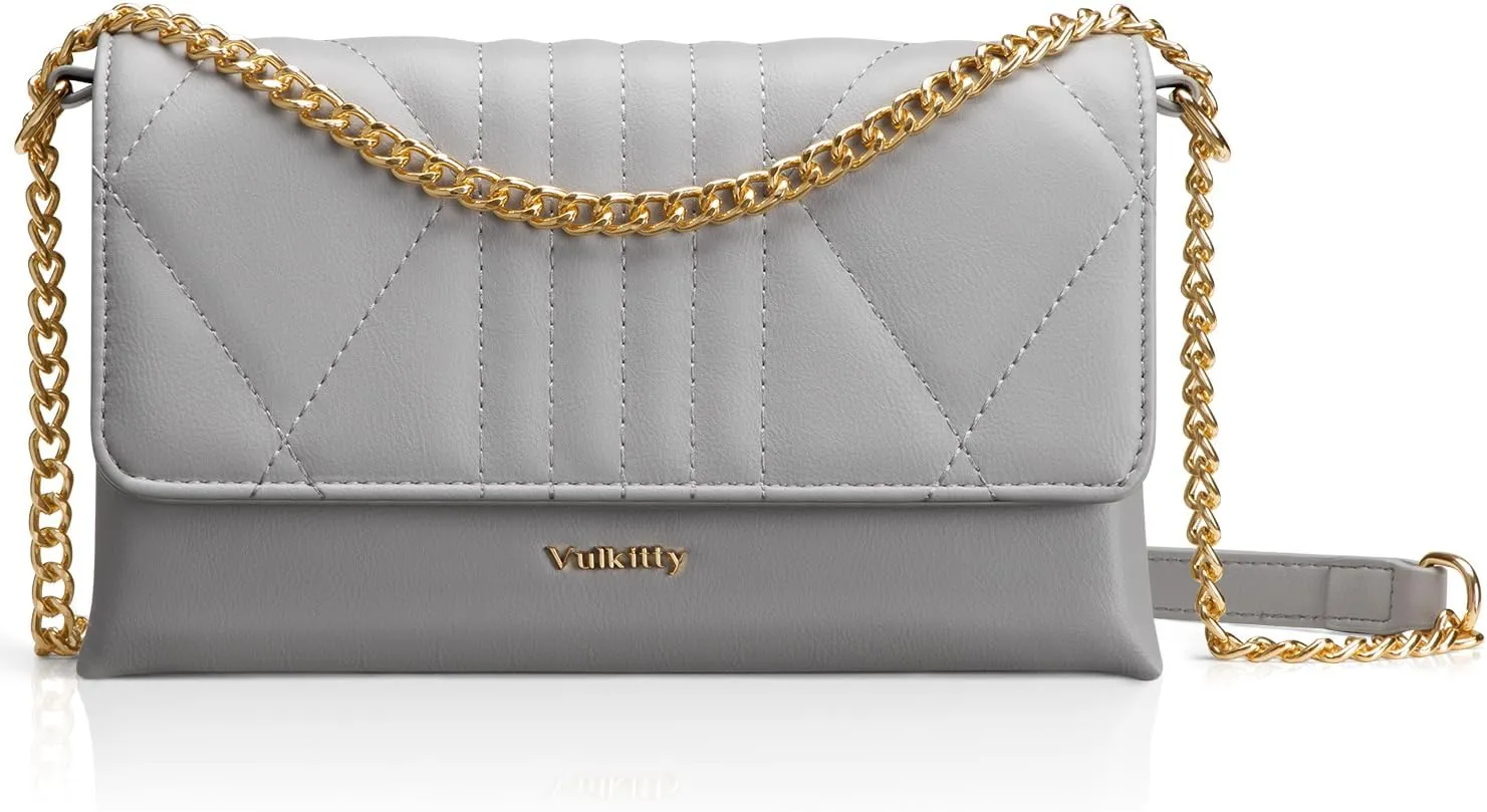 Womens Crossbody Bag Shoulder Bag with Adjustable Chain Strap Leather Messenger Bag Magnetic Buckle Closure