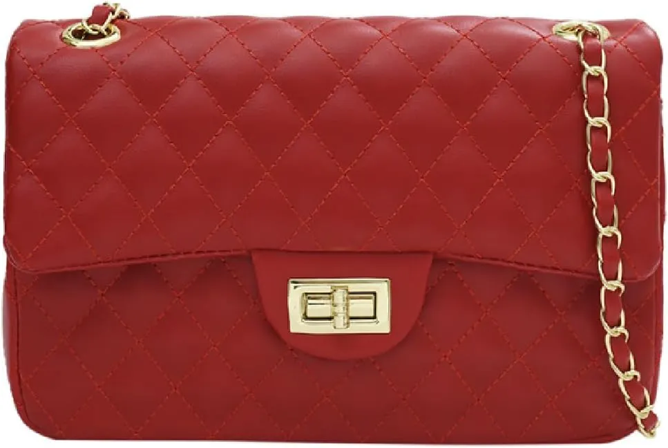 Women's Elegant Quilted Design Cute Shoulder Bag,Fashionable Chain Strap Crossbody Bag for Women & Girls