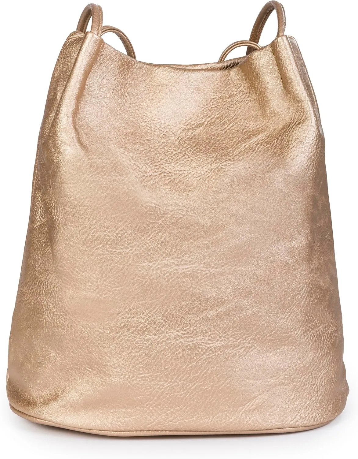 Women's Fashion Designer Medium Size Plain Soft Vegan Leather Hobo Bucket Tote Shoulder Bag - Delilah