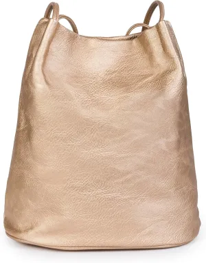 Women's Fashion Designer Medium Size Plain Soft Vegan Leather Hobo Bucket Tote Shoulder Bag - Delilah