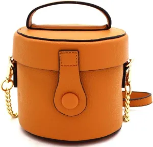 Womens Girls Faux Leather Top-Handle Small Bucket Round Satchel Purse Crossbody Bag