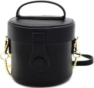 Womens Girls Faux Leather Top-Handle Small Bucket Round Satchel Purse Crossbody Bag