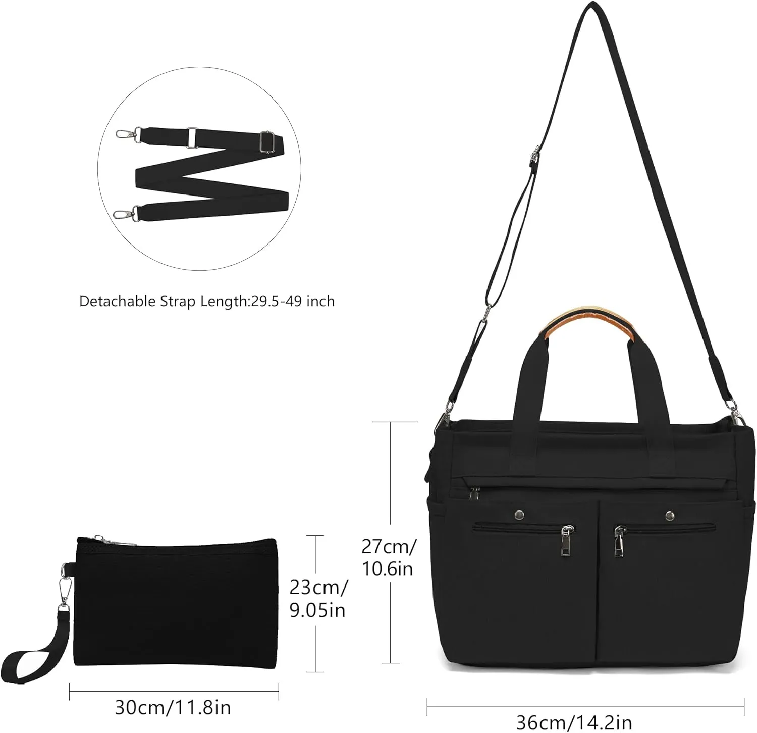 Women's Large Canvas Tote Bag Set (2PCs) - Ideal for Laptop, Hobo, Crossbody, Handbag, Travel, Gym & Work