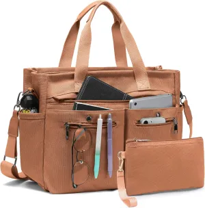 Women's Large Canvas Tote Bag Set (2PCs) - Ideal for Laptop, Hobo, Crossbody, Handbag, Travel, Gym & Work