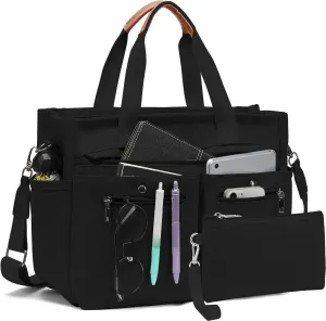 Women's Large Canvas Tote Bag Set (2PCs) - Ideal for Laptop, Hobo, Crossbody, Handbag, Travel, Gym & Work