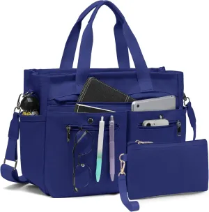 Women's Large Canvas Tote Bag Set (2PCs) - Ideal for Laptop, Hobo, Crossbody, Handbag, Travel, Gym & Work